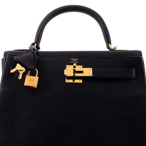 Kelly Handbag Noir Togo with Gold Hardware 28