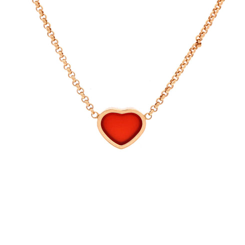 My Happy Hearts Pendant Necklace 18K Rose Gold with Carnelian