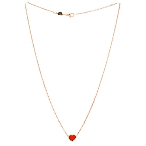 My Happy Hearts Pendant Necklace 18K Rose Gold with Carnelian
