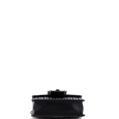 Crystal Buckle Top Handle Flap Bag Matelasse Leather Small