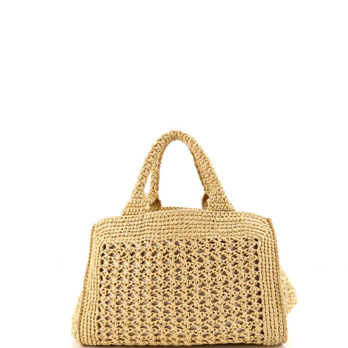 Convertible Open Tote Crochet Raffia