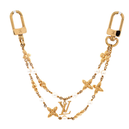 Louisa Bag and Key Charm Metal and Faux Pearls
