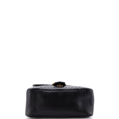 GG Marmont Top Handle Flap Bag Matelasse Leather Small
