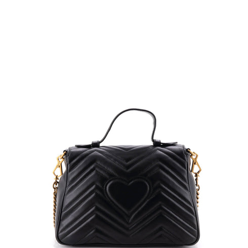 GG Marmont Top Handle Flap Bag Matelasse Leather Small