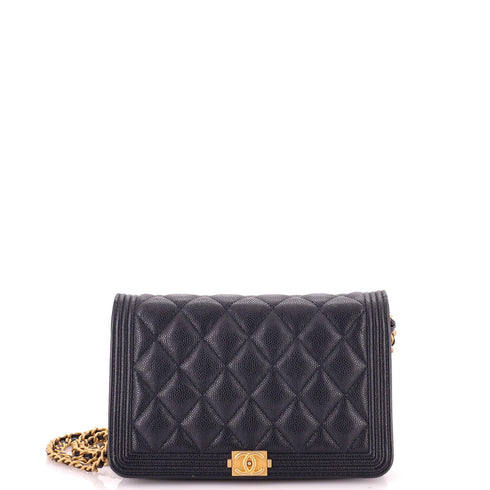 Boy Wallet on Chain Quilted Caviar