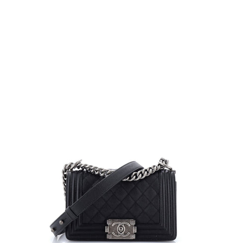 Boy Flap Bag Quilted Caviar Small
