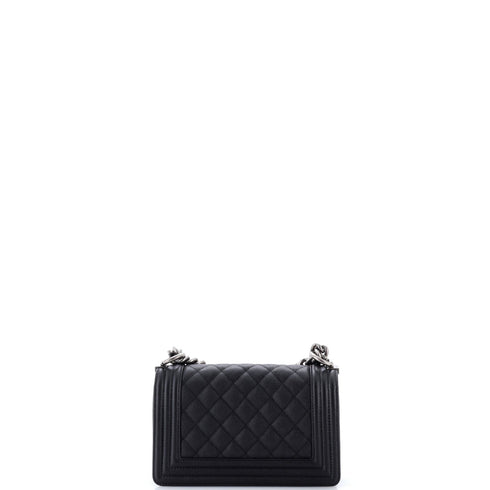 Boy Flap Bag Quilted Caviar Small
