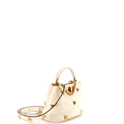 Roman Stud Top Handle Bag Quilted Leather Small