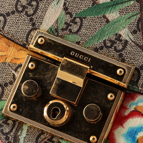 Padlock Saddle Shoulder Bag Tian Print GG Coated Canvas Medium