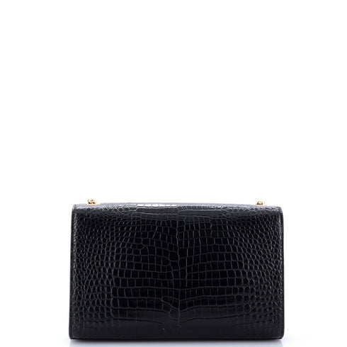 Classic Monogram Tassel Crossbody Bag Crocodile Embossed Leather Medium
