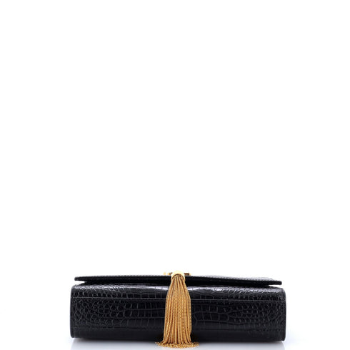 Classic Monogram Tassel Crossbody Bag Crocodile Embossed Leather Medium