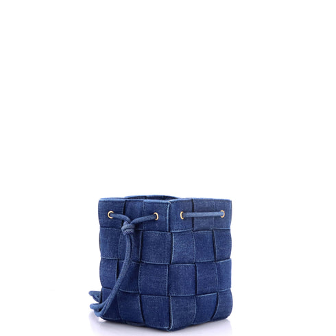 Cassette Bucket Bag Maxi Intrecciato Denim Small