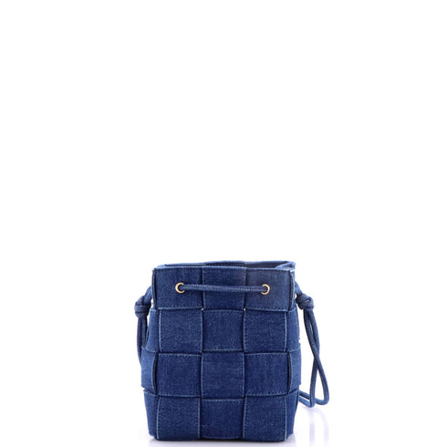 Cassette Bucket Bag Maxi Intrecciato Denim Small
