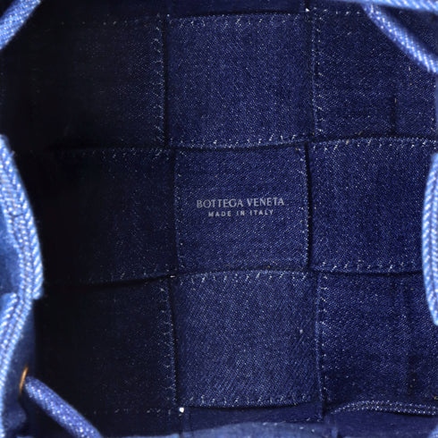 Cassette Bucket Bag Maxi Intrecciato Denim Small
