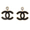 CC Drop Clip-On Earrings Metal with Crystals and Leather