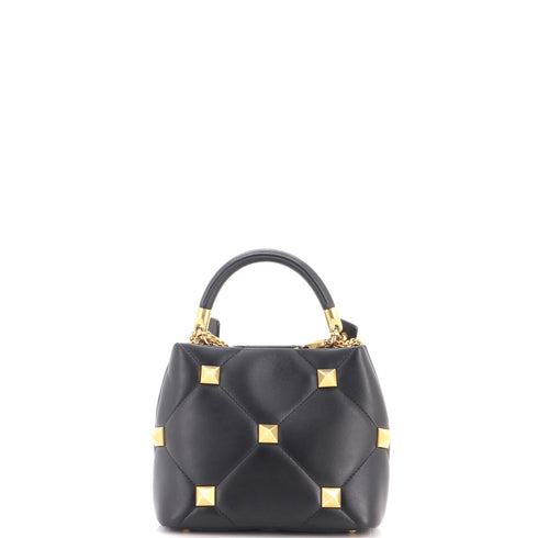 Roman Stud Top Handle Bag Quilted Leather Small