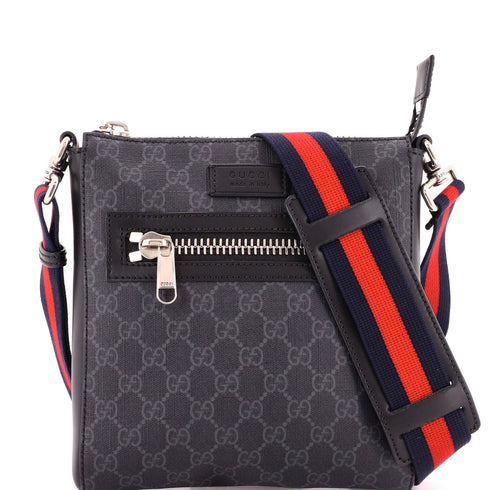 Web Strap Front Zip Messenger Bag GG Coated Canvas Small