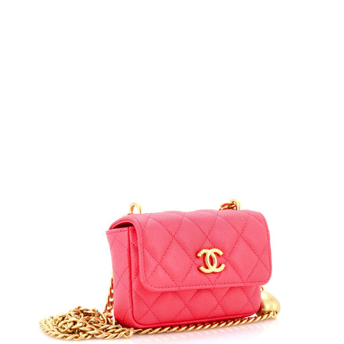 Sweetheart Clutch with Chain Quilted Caviar