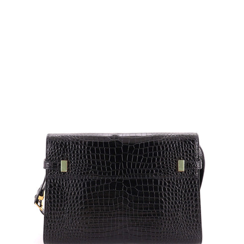 Manhattan Shoulder Bag Crocodile Embossed Leather Medium