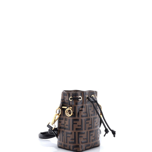 Mon Tresor Bucket Bag Zucca Embossed Leather Mini