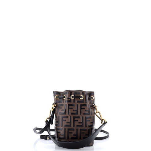 Mon Tresor Bucket Bag Zucca Embossed Leather Mini