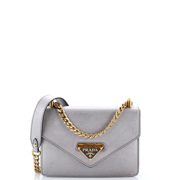 Envelope Flap Chain Shoulder bag Saffiano Leather Small