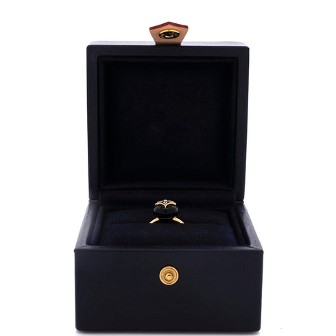 B Blossom Ring 18K Yellow Gold and 18K White Gold with Onyx and Diamonds