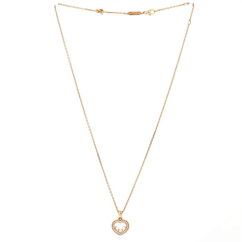 Happy Diamonds Heart Pendant Necklace 18K Yellow Gold with Diamonds and 3 Floating Diamonds