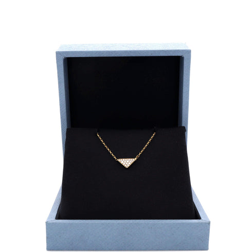 Eternal Gold Triangle Pendant Necklace 18K Yellow Gold with Pave Diamonds Micro