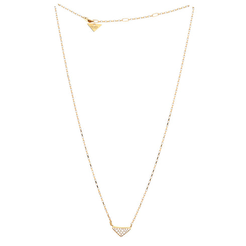 Eternal Gold Triangle Pendant Necklace 18K Yellow Gold with Pave Diamonds Micro