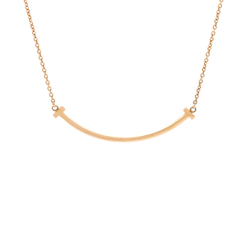 T Smile Pendant Necklace 18K Yellow Gold Small