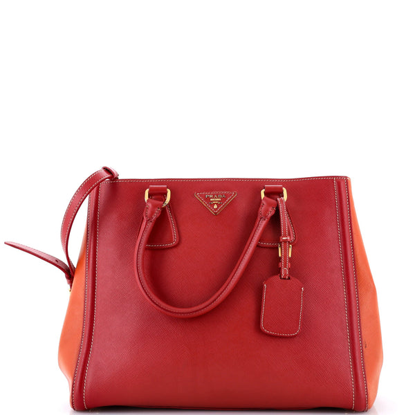 Bicolor Lux Convertible Open Tote Saffiano Leather Medium