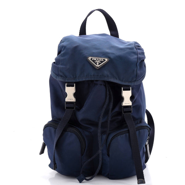 Double Pocket Buckle Backpack Tessuto Small