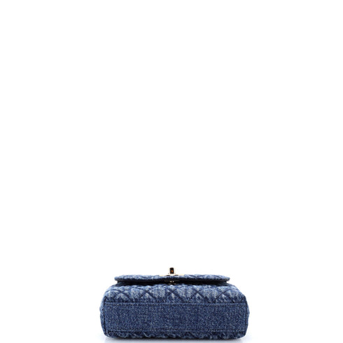 Coco Top Handle Clutch with Chain Quilted Washed Denim with Calfskin Mini