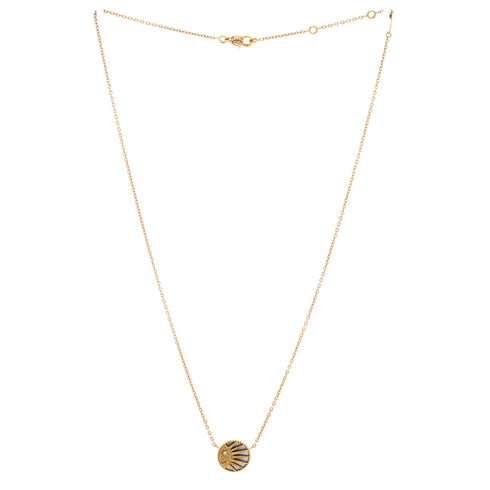 Rose Celeste Pendant Necklace 18K Yellow Gold and 18K White Gold with Diamond, Onyx, and Mother of Pearl