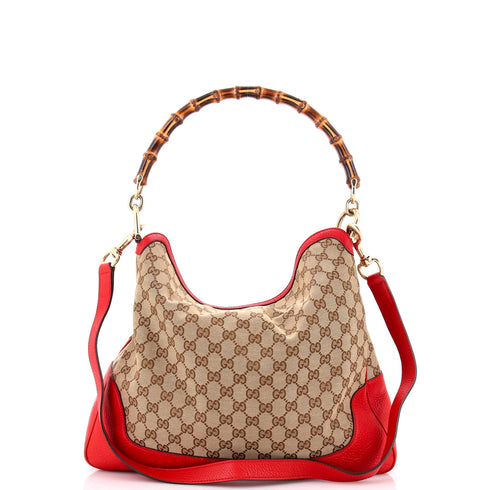 Diana Bamboo Shoulder Bag GG Canvas Medium