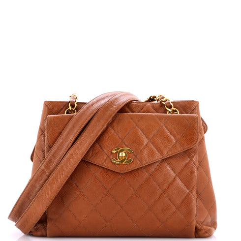Vintage Front Pocket Shoulder Bag Quilted Caviar Medium