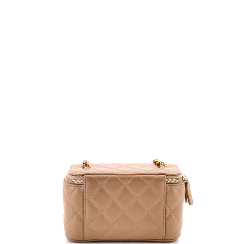 Pearl Crush Vanity Case with Chain Quilted Lambskin Small