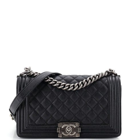 Boy Flap Bag Quilted Caviar Old Medium