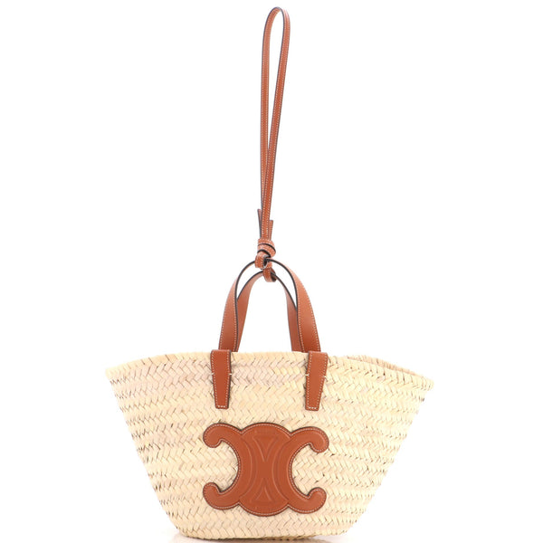 Classic Panier Basket Tote Raffia and Leather Teen