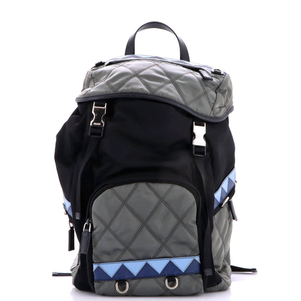 Camouflage Backpack Quilted Tessuto with Saffiano Large