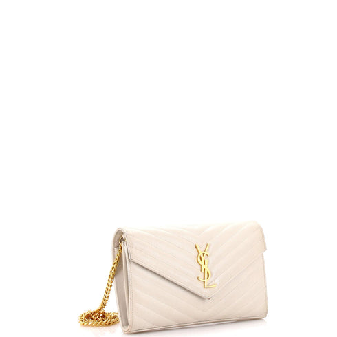 Classic Monogram Wallet on Chain Matelasse Chevron Leather Medium