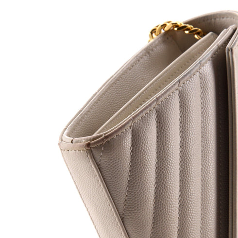 Classic Monogram Wallet on Chain Matelasse Chevron Leather Medium