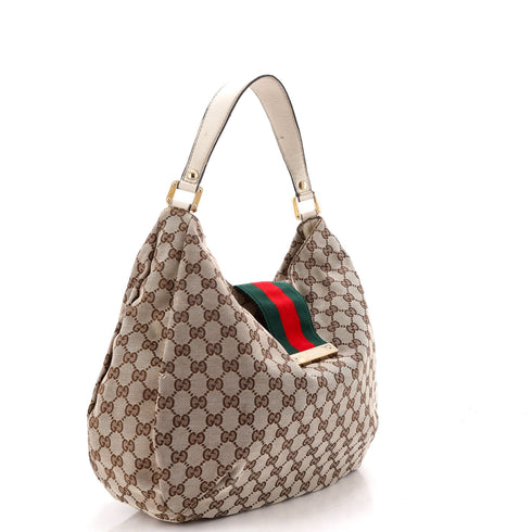 New Ladies Web Hobo GG Canvas Large