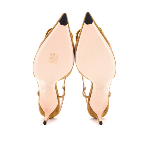 Women's VLogo Slingback Pumps Embroidered Suede