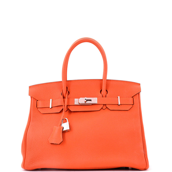 Birkin Handbag Feu Togo with Palladium Hardware 30
