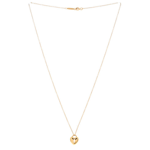 Heart Lock Pendant Necklace 18K Yellow Gold