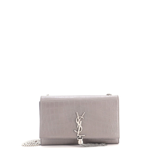 Classic Monogram Tassel Crossbody Bag Crocodile Embossed Leather Medium