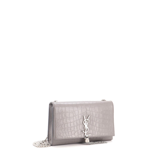 Classic Monogram Tassel Crossbody Bag Crocodile Embossed Leather Medium