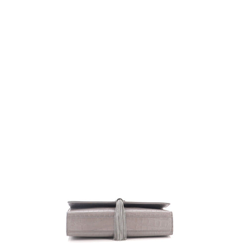 Classic Monogram Tassel Crossbody Bag Crocodile Embossed Leather Medium